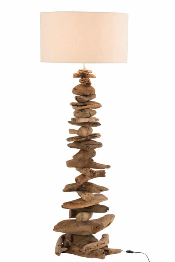 Lampe+Schirm Treibholz Naturell/Beige Large