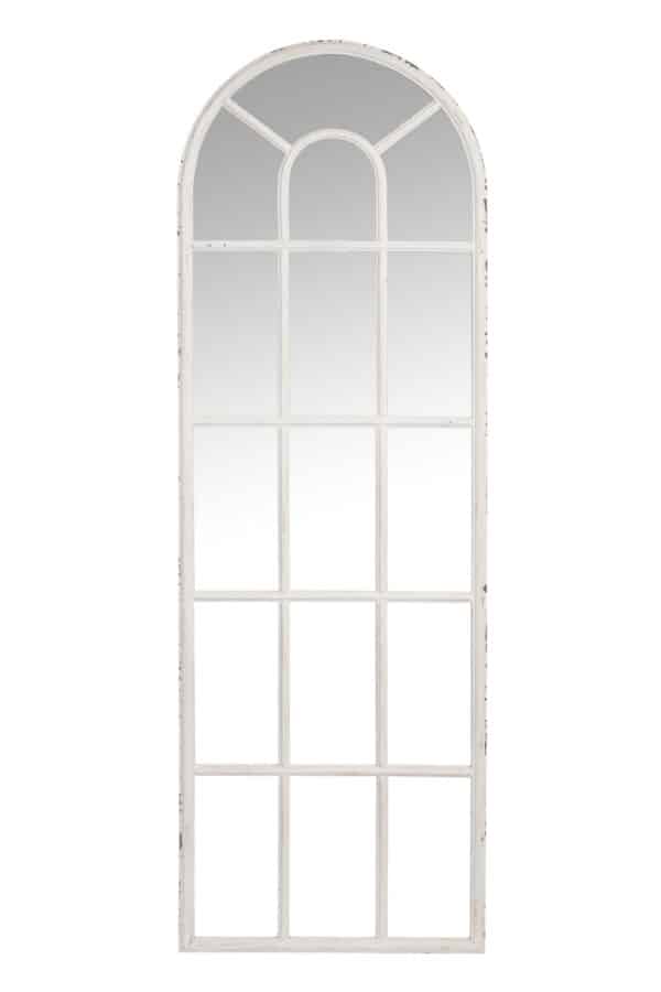 Mirror Window Arch Metal Antique White